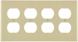 4-Gang Duplex Outlet Wallplate Standard Size Thermoset Plastic Ivory