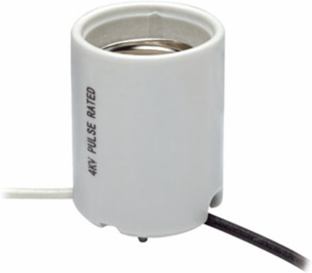 Mogul Base Keyless Glazed Porcelain Lampholder, 4KV-Pulse Rated, HPS up to 400W