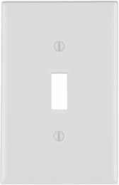 1-Gang Toggle Switch Wallplate, Standard Size, Thermoset Plastic, White