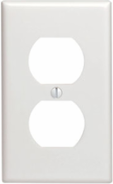 1-Gang Duplex Outlet Wallplate, Standard Size, Thermoset Plastic, White