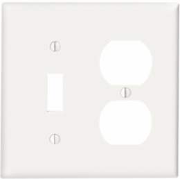 2-Gang Combination Wallplate, Standard Size, Thermoset Plastic, White