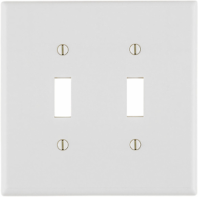 2-Gang Toggle Switch Wallplate, Standard Size, Thermoset Plastic, White
