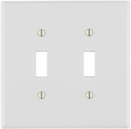 2-Gang Toggle Switch Wallplate, Standard Size, Thermoset Plastic, White