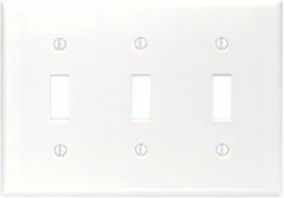 3-Gang Toggle Switch Wallplate, Standard Size, Thermoset Plastic, White
