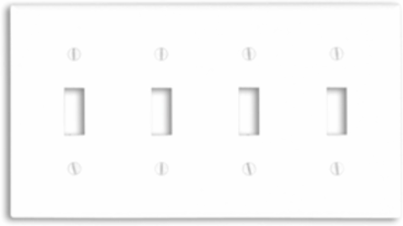 4-Gang Toggle Switch Wallplate Standard Size Thermoset Plastic White UL/CSA