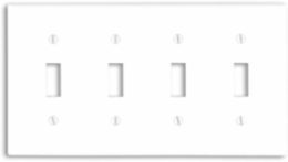4-Gang Toggle Switch Wallplate Standard Size Thermoset Plastic White UL/CSA