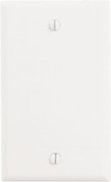 1-Gang Standard Size Blank Wallplate, Thermoset Plastic, White, UL/CSA Certified