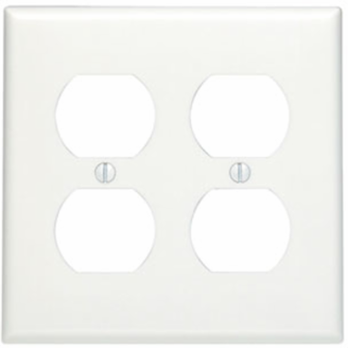 2-Gang Duplex Outlet Wallplate Standard Size Thermoset Plastic White