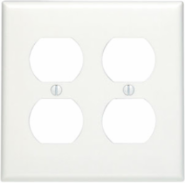 2-Gang Duplex Outlet Wallplate Standard Size Thermoset Plastic White