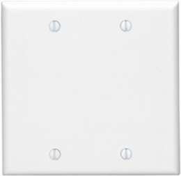 2-Gang Blank Wallplate, Standard Size, Thermoset Plastic, White