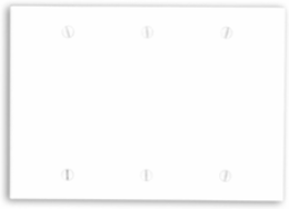 3-Gang Blank Wallplate, Standard Size, Thermoset Plastic, White