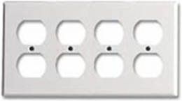 4-Gang Duplex Wallplate, Standard Size, Thermoset Plastic, White