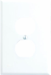 Oversized 1-Gang Duplex Outlet Wallplate, Thermoset Plastic, White