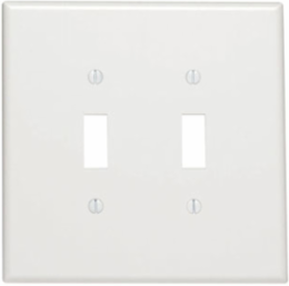2-Gang Oversized Toggle Switch Wallplate, Thermoset Plastic, White
