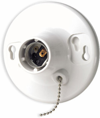 Incandescent Lampholder with Pull Chain, 600W/250V, Medium Base, 3-1/4 or 4 Inch