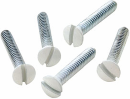 7/8 Inch Long Oval Head Milled Replacement Screws, 6-32 Thread, White
