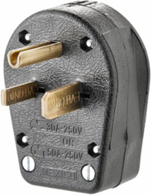 30/50 Amp 250 Volt NEMA 6-30P/6-50P Straight Blade Plug, 3 Wire, Commercial Grade, Black