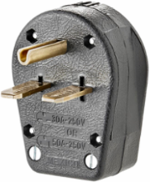 30/50 Amp 250 Volt NEMA 6-30P/6-50P Straight Blade Plug, 3 Wire, Commercial Grade, Black