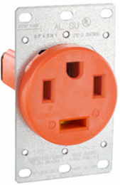 60 Amp Flush Mount Receptacle, NEMA 14-60R, 125/250 Volt, Isolated Ground
