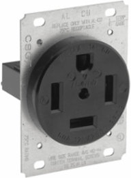 60 Amp NEMA 14-60R Flush Mount Receptacle, 125/250 Volt, Straight Blade, Nylon Body