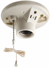 Glazed Porcelain Incandescent Lampholder, 660W, 3-1/4 or 4 Inch Outlet Box Size, Pull Chain