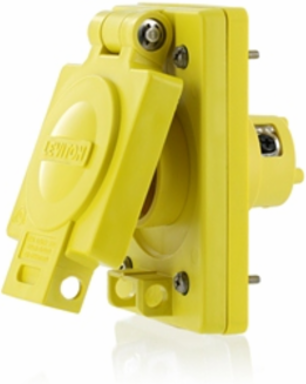 Wetguard 20 Amp Locking Outlet, NEMA L2-20, 250 Volt, Non-Grounding, Yellow
