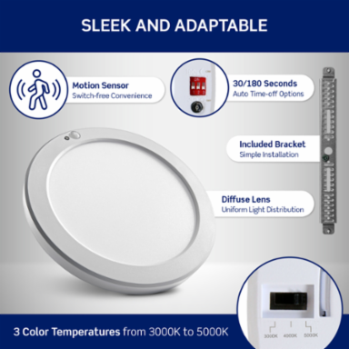 8 Inch LED Downlight with Motion Sensor, 18W, Energy Star Certified
