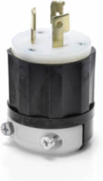 Locking Plug 20 Amp 125/250 Volt Industrial Grade Black & White, 3 Pole, 3 Wire