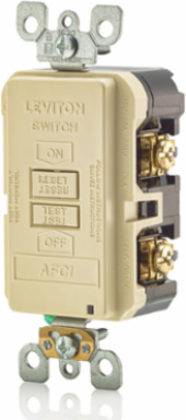 20 Amp Blank Face AFCI Receptacle, 125 Volt, Ivory, Self-Grounding