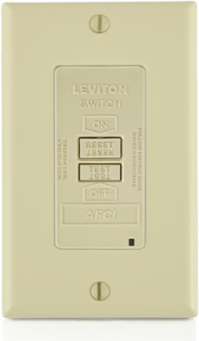 20 Amp Blank Face AFCI Receptacle, 125 Volt, Ivory, Self-Grounding