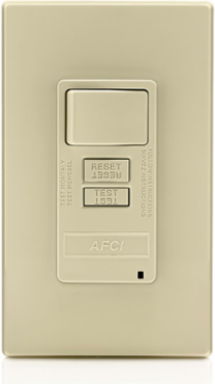 15 Amp AFCI/Switch Combo with LED Indicator Light, Ivory, 20 Amp Feed-Through
