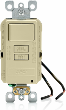 15 Amp AFCI/Switch Combo with LED Indicator Light, Ivory, 20 Amp Feed-Through