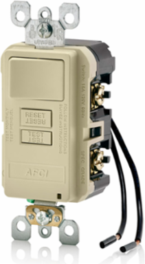 15 Amp AFCI/Switch Combo with LED Indicator Light, Ivory, 20 Amp Feed-Through