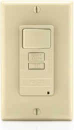15 Amp AFCI/Switch Combo with LED Indicator Light, Ivory, 20 Amp Feed-Through