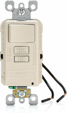 15 Amp AFCI/Switch Combo with LED Indicator, 125 Volt, Light Almond