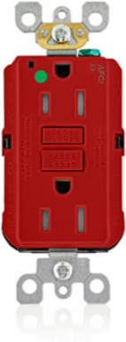 15 Amp AFCI Duplex Receptacle, Heavy-Duty Hospital Grade, Tamper-Resistant, Red
