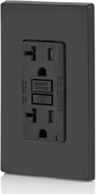 20 Amp Tamper-Resistant AFCI Outlet with LED Indicator, 125 Volt, Back & Side Wired, Black