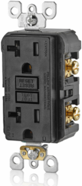20 Amp Tamper-Resistant AFCI Outlet with LED Indicator, 125 Volt, Back & Side Wired, Black