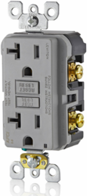 20 Amp Tamper-Resistant AFCI Outlet, 125 Volt, Gray, with LED Indicator Light