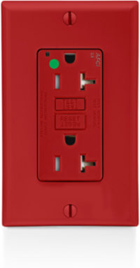 20 Amp Hospital Grade AFCI Duplex Receptacle, Red, Tamper-Resistant