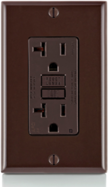 20 Amp Tamper-Resistant AFCI Outlet, 125 Volt, Back & Side Wired, Brown