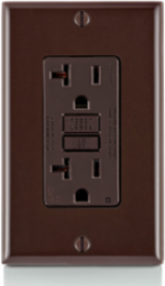 20 Amp Tamper-Resistant AFCI Outlet, 125 Volt, Back & Side Wired, Brown