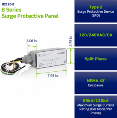 Type 2 Surge Protective Device, 120/240 VAC, Split Phase