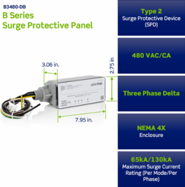 Type 2 Surge Protective Device, 480 VAC, Three Phase Delta