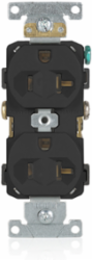 20 Amp Commercial Grade Duplex Receptacle Outlet, NEMA 5-20R, Self-Grounding, 125 Volt