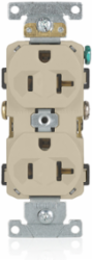 20 Amp Commercial Grade Duplex Receptacle, Self-Grounding, 125 Volt, Ivory