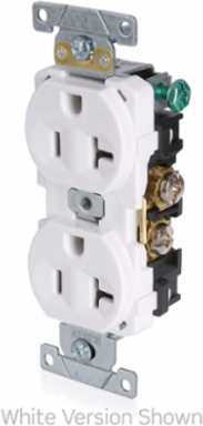 20 Amp Self-Grounding Duplex Receptacle Outlet, Commercial Grade, Light Almond