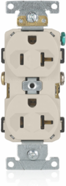 20 Amp Self-Grounding Duplex Receptacle Outlet, Commercial Grade, Light Almond