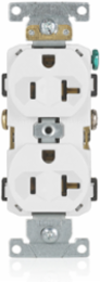 20 Amp Duplex Receptacle Outlet, Commercial Grade, NEMA 5-20R, Self-Grounding