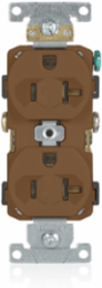 Commercial Grade 20 Amp Self-Grounding Duplex Receptacle Outlet, Brown, NEMA 5-20R